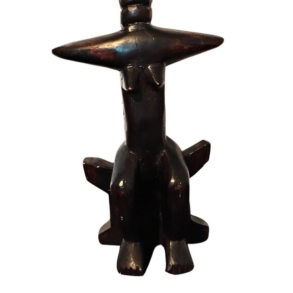 Vintage Hand Carved Wooden African Fertility Sculpture Intricate Beadwork Ethnic - Picture 3 of 4